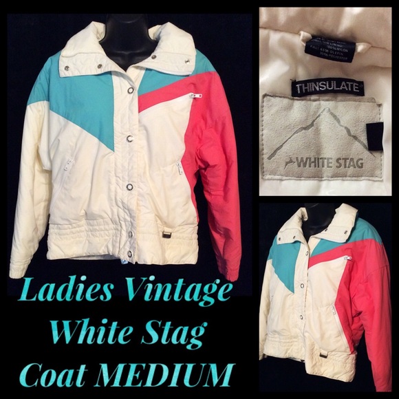 Vintage White Stag Ski Puffer Jacket Sz 